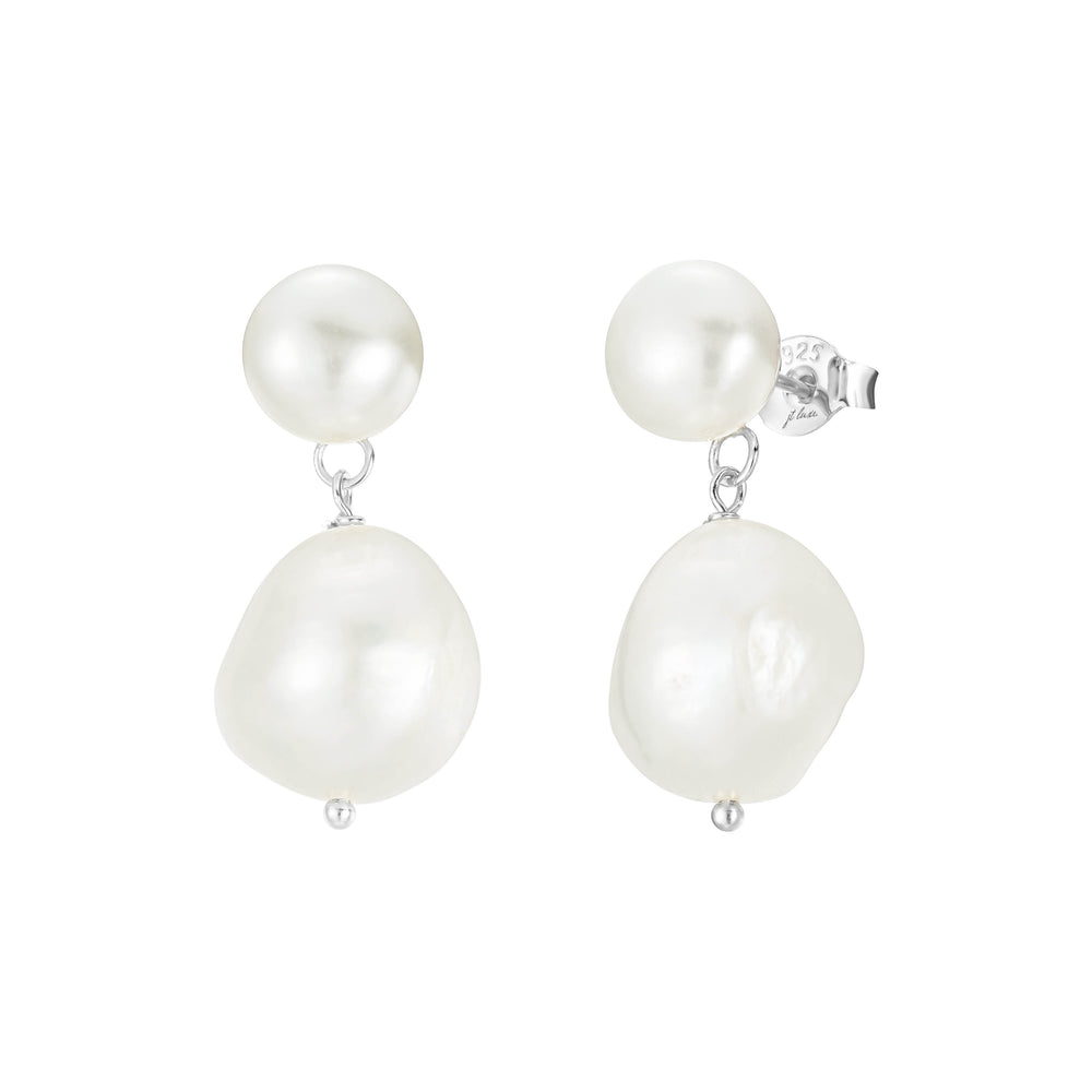 
            
                Load image into Gallery viewer, **PRE-ORDER NOVEMBER** Eddison Pearl Earrings - Silver - JT Luxe
            
        