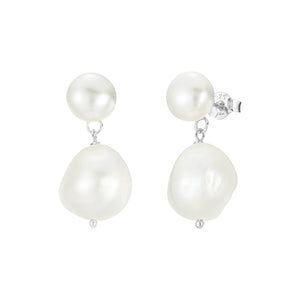 Perfectly Imperfect ~ Eddison Pearl Earring Pair - Silver