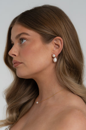 **Pre-Order 03/09** Eddison Pearl Earrings - Gold - JT Luxe